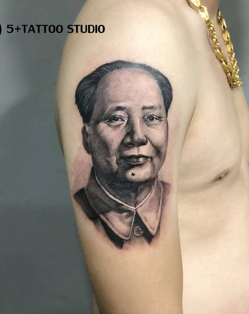 谁人不爱毛爷爷纹身图片_手臂欧美写实纹身图案