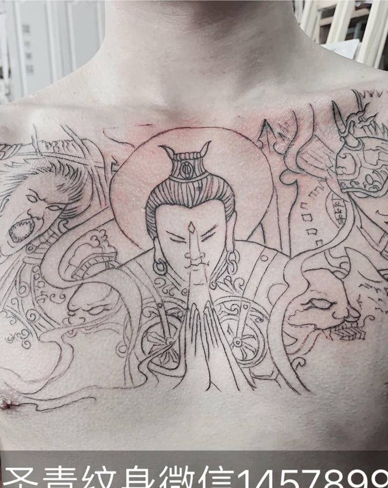 完成纹身图片_胸部新传统纹身图案