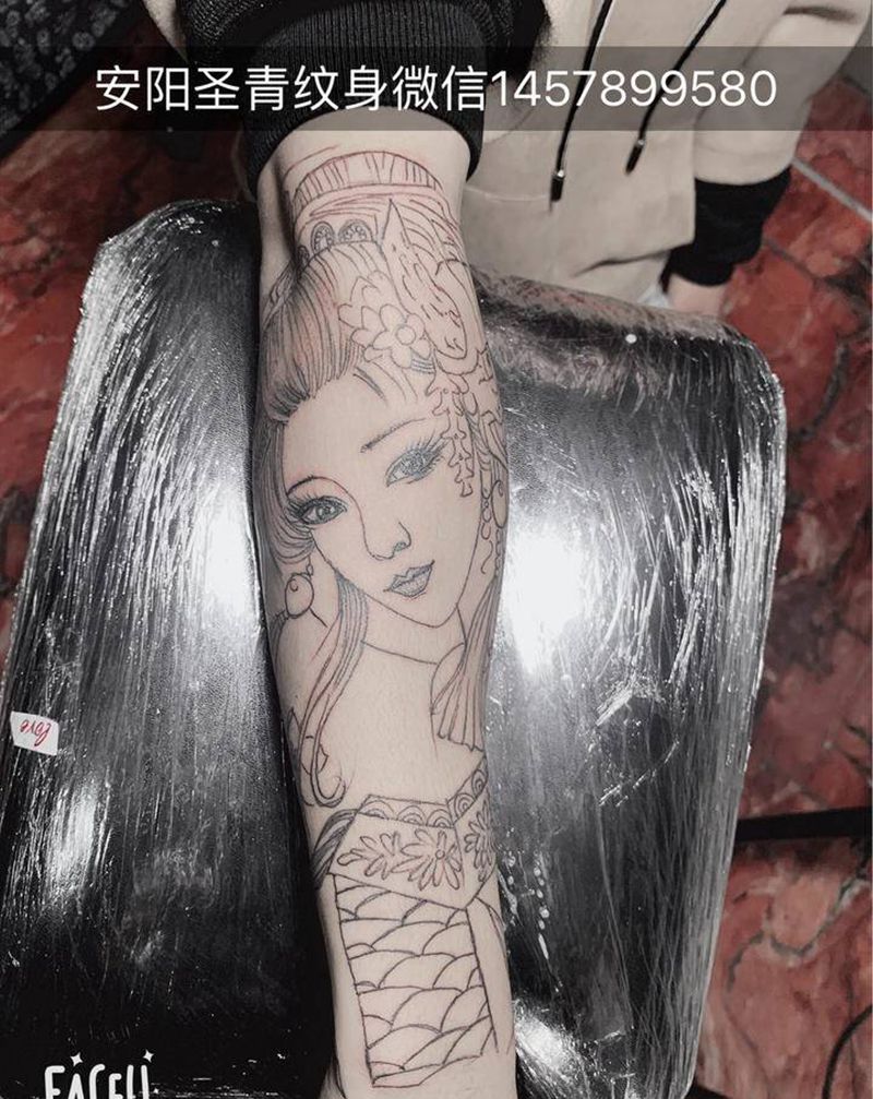 艺妓纹身图片_手部纹身图案