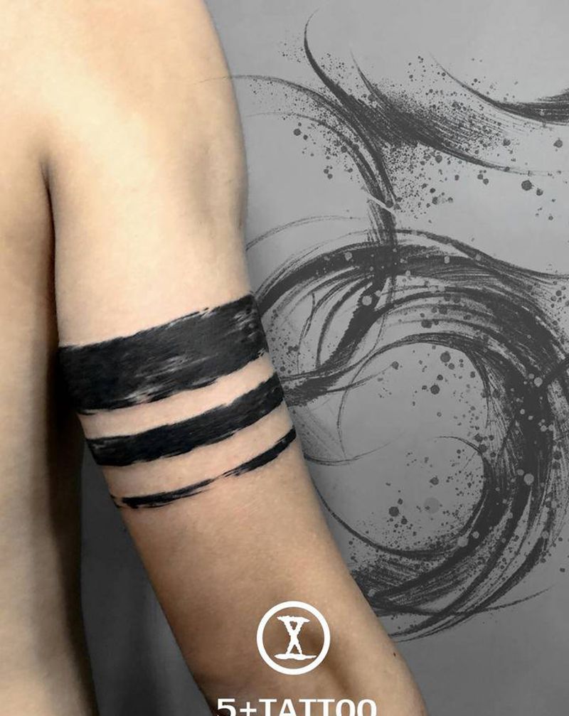 社会小臂环纹身图片_手臂水墨纹身图案