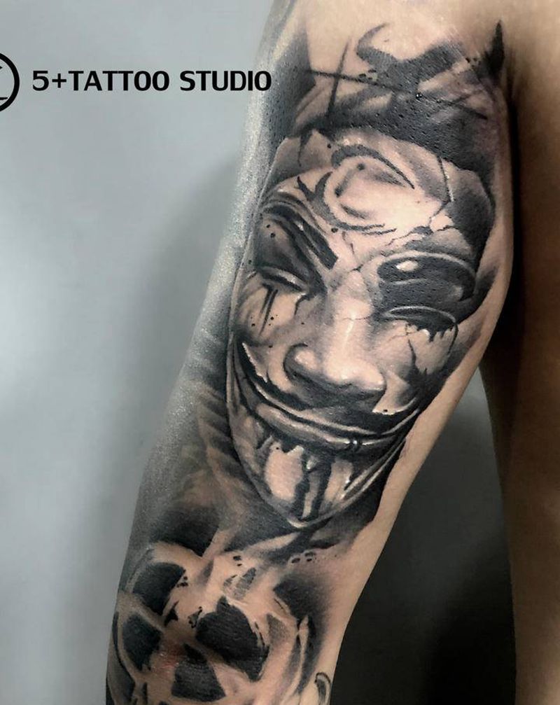 V字仇杀队纹身图片_手臂欧美写实纹身图案