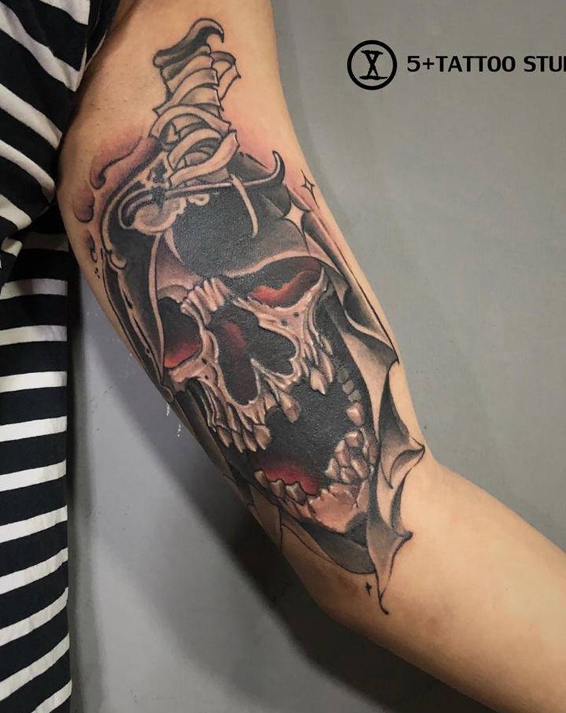 暴力遮盖纹身图片_手臂New School纹身图案