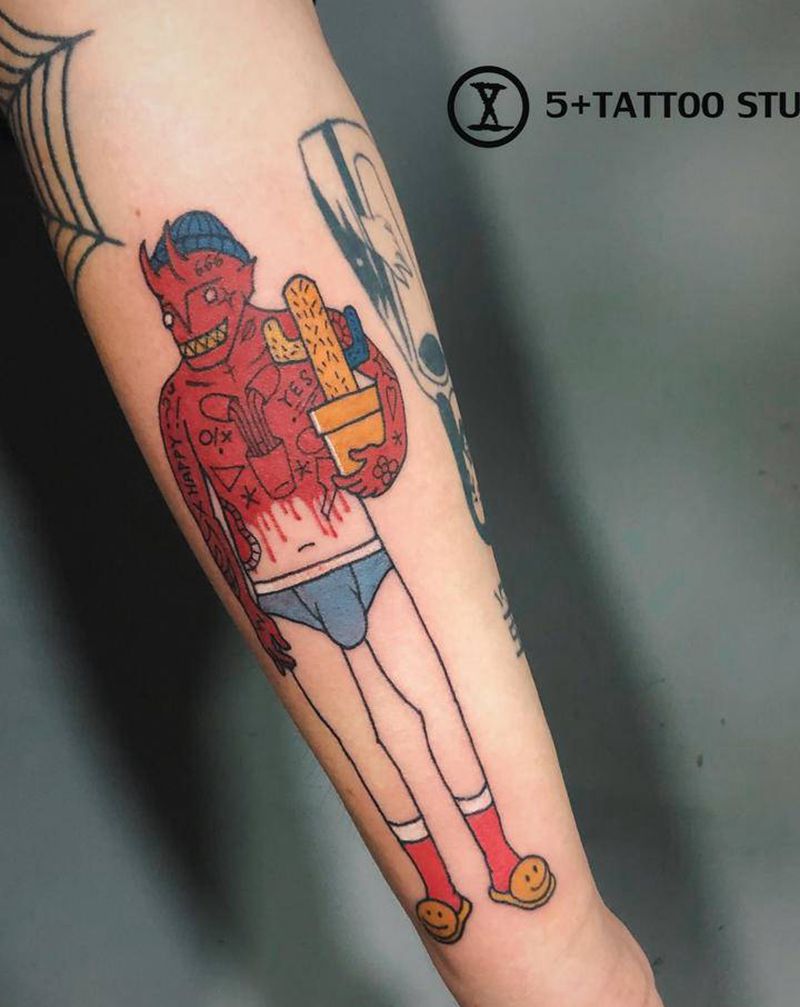 小红魔纹身图片_手臂New School纹身图案