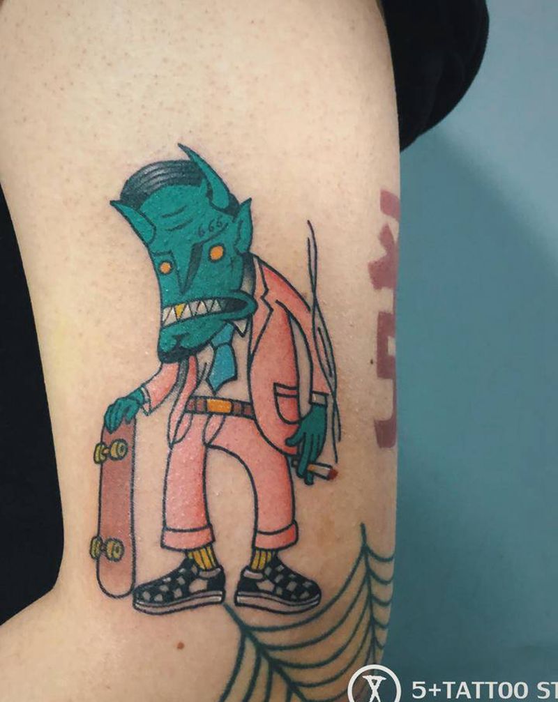 小绿魔纹身图片_手臂New School纹身图案