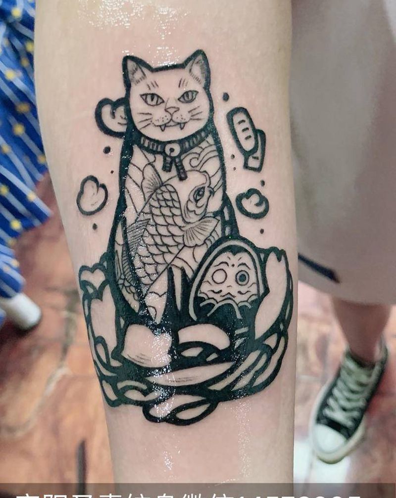 猫纹身图片_新传统纹身图案