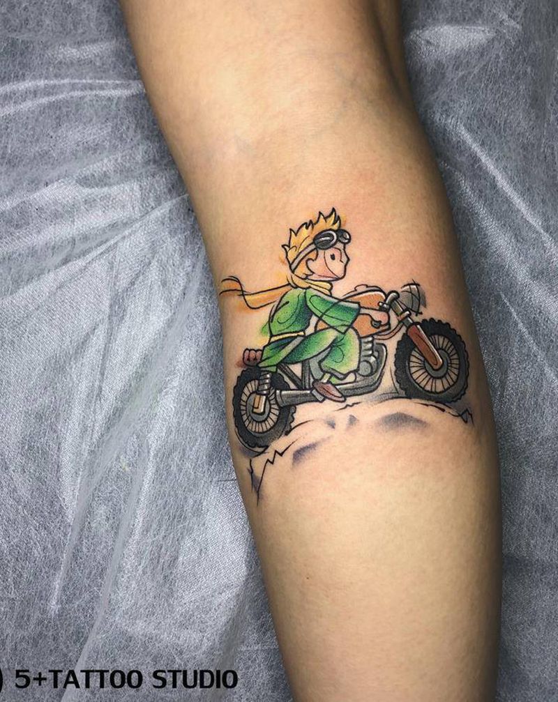 骑上我心爱的小摩托纹身图片_腿部New School纹身图案