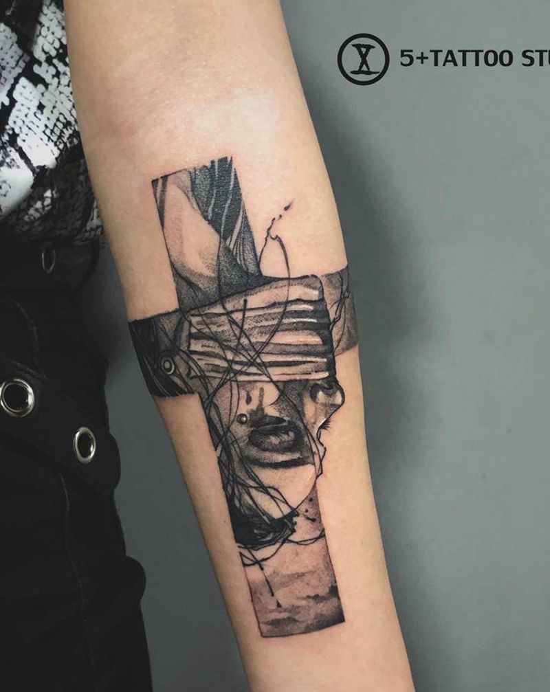 住嘴纹身图片_手臂点刺纹身图案