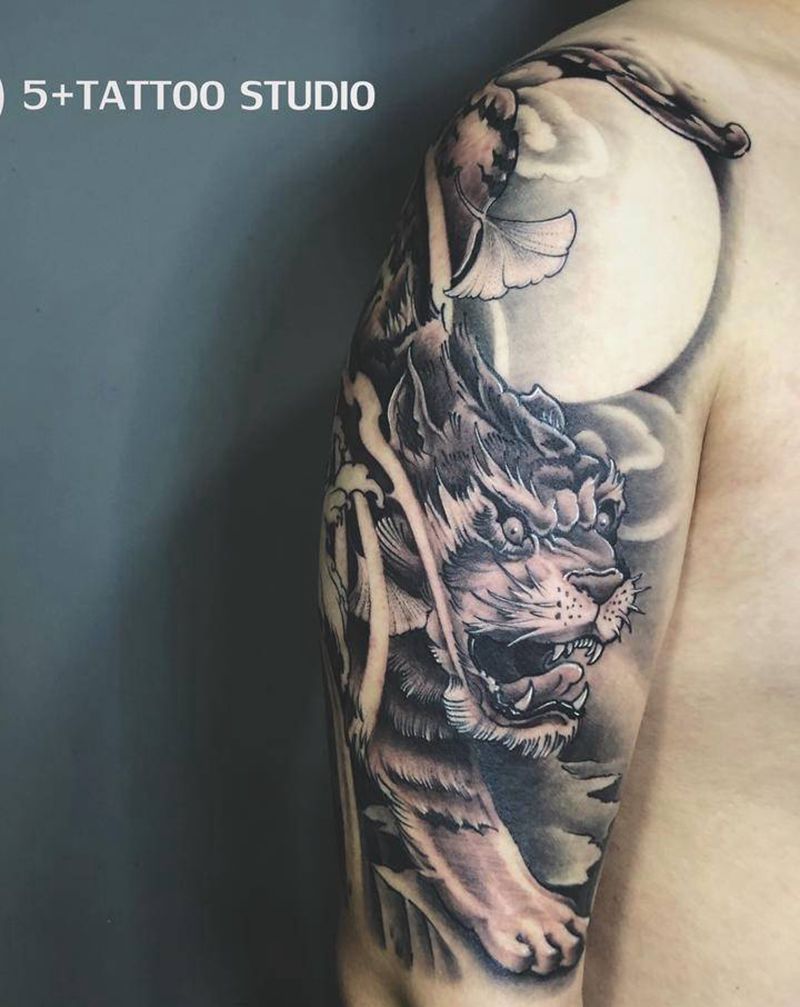 老虎纹身图片_手臂新传统纹身图案