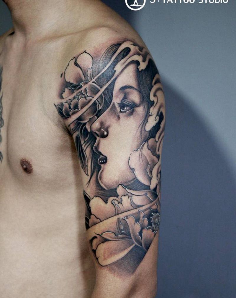 女人纹身图片_手臂新传统纹身图案