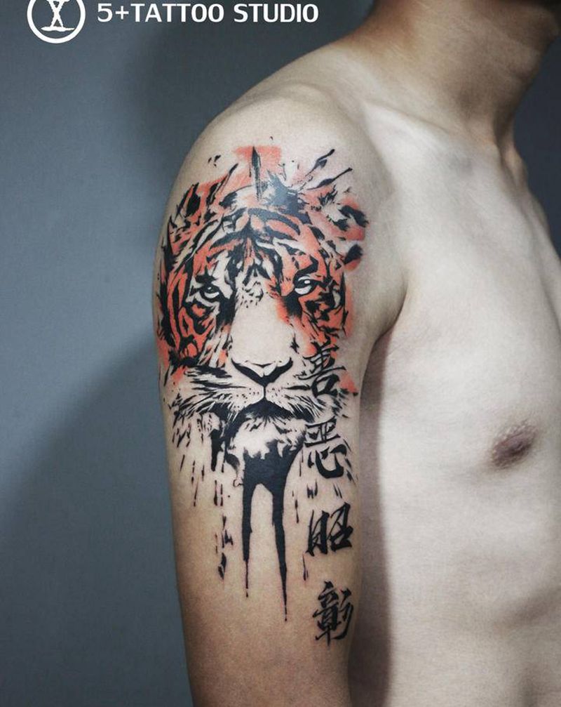 脑腐纹身图片_手臂水彩纹身图案