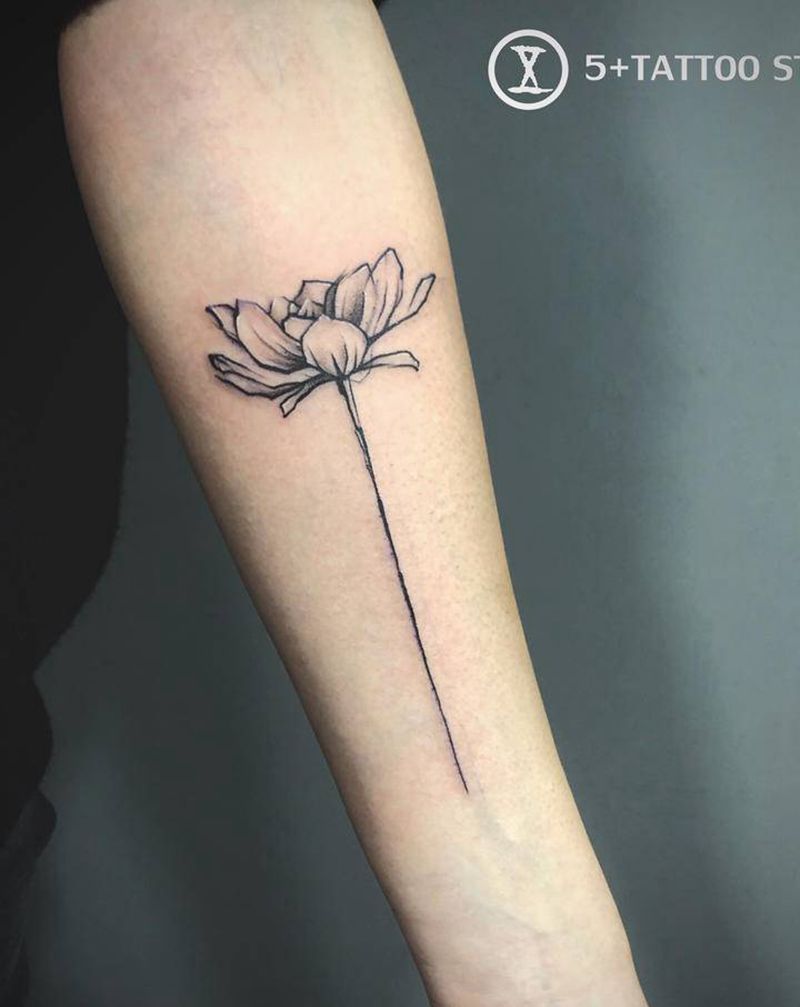 小荷花纹身图片_手臂图腾几何纹身图案