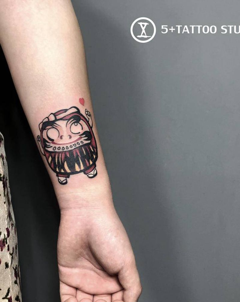 达摩蛋遮盖纹身图片_手臂New School纹身图案