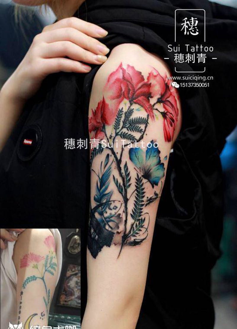 暗黑泼墨修改纹身图片_手臂水墨纹身图案