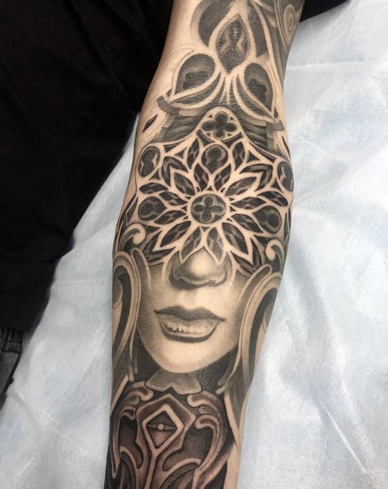 欧美花臂纹身图片_手臂欧美写实纹身图案