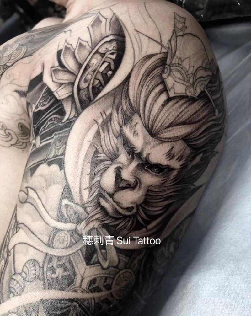斗战胜佛纹身图片_手臂新传统纹身图案