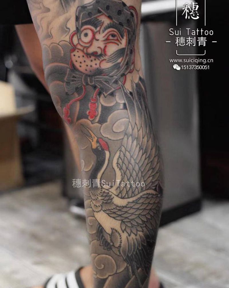 日式老传统纹身图片_腿部老传统纹身图案