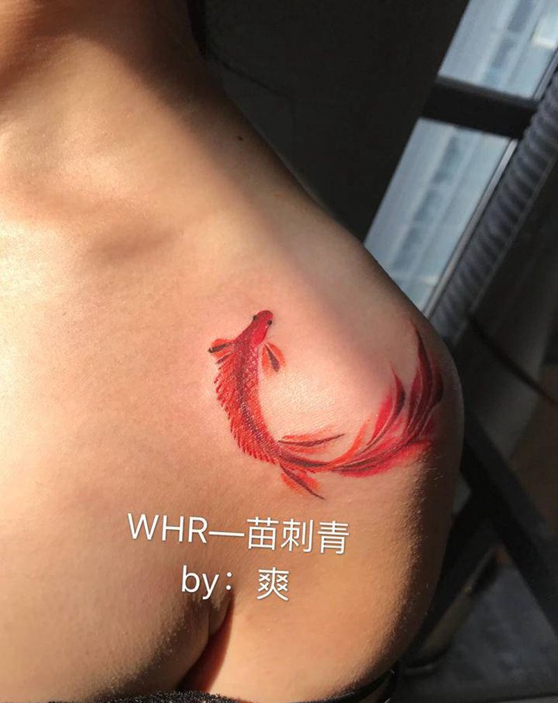 鱼纹身图片_水彩纹身图案