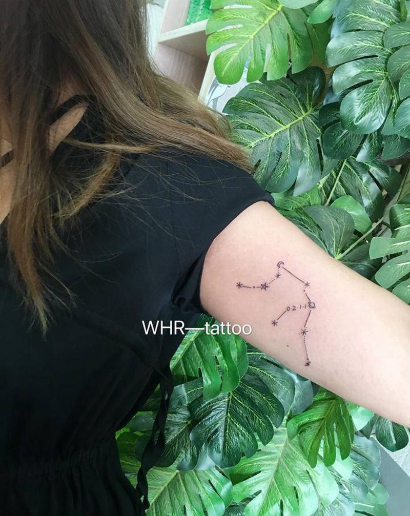 星座纹身图片_手臂几何纹身图案