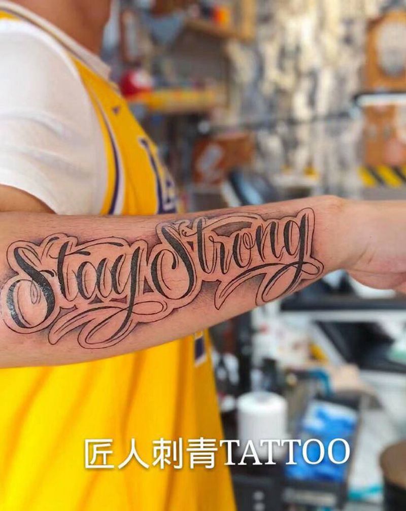 匠人刺青纹身图片_手臂花体字纹身图案