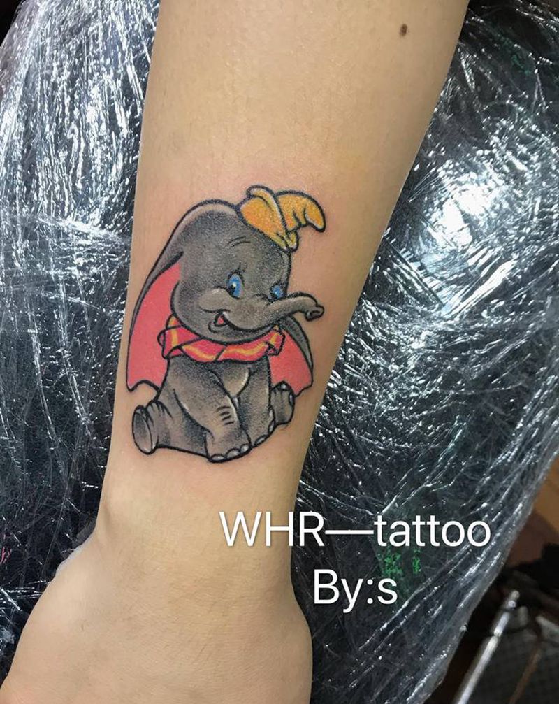 小象q纹身图片_手臂New School纹身图案