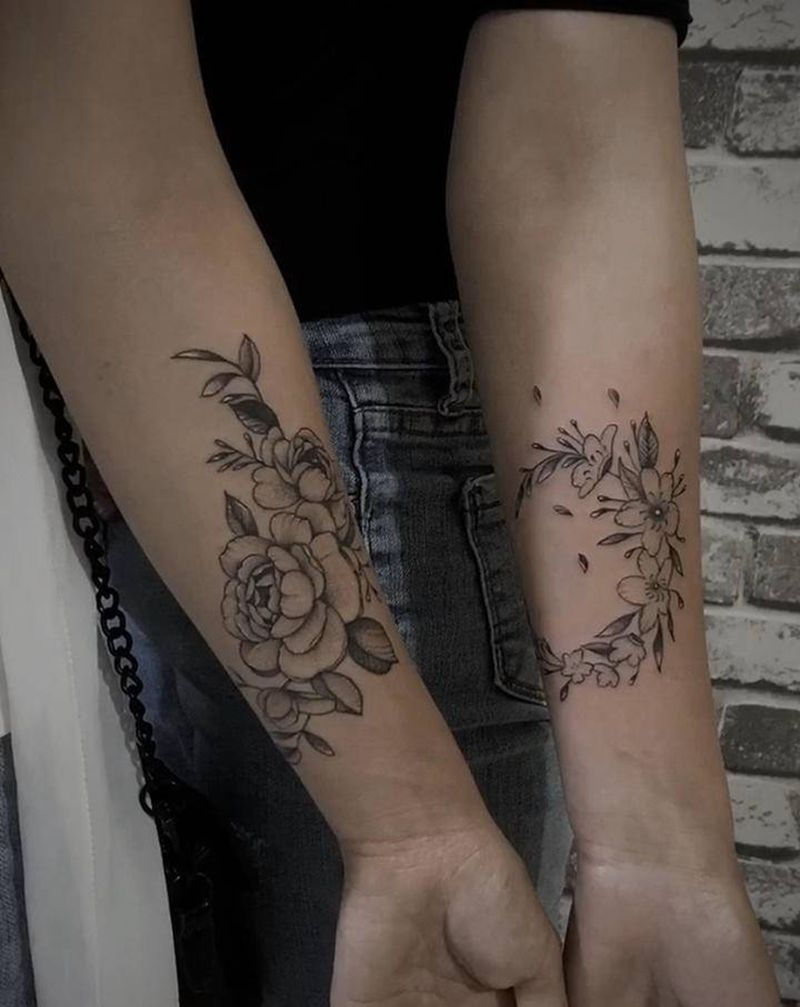 素花纹身图片_手臂纹身图案