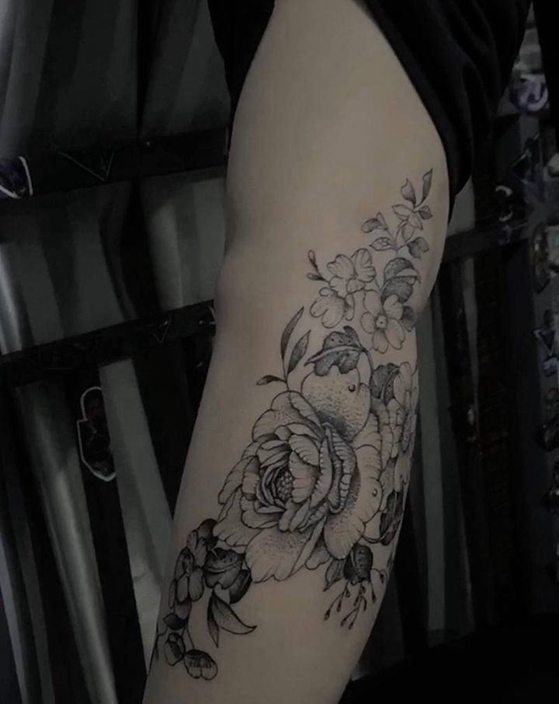 覆盖烫伤疤纹身图片_腿部纹身图案