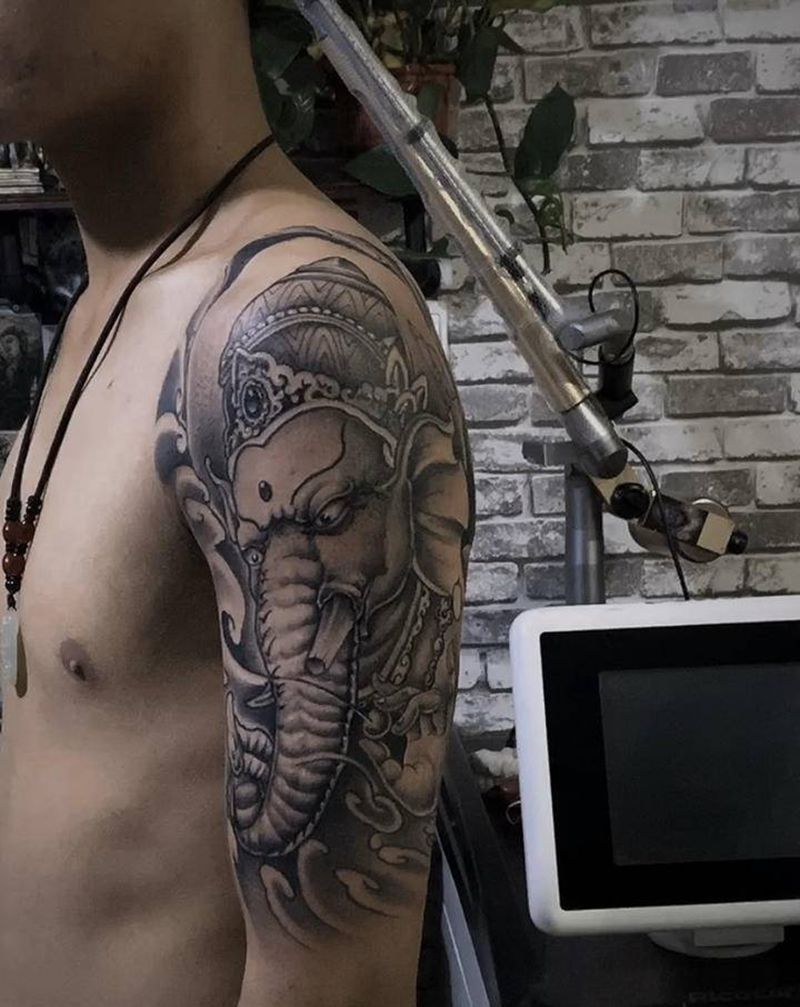 象神纹身图片_手臂纹身图案