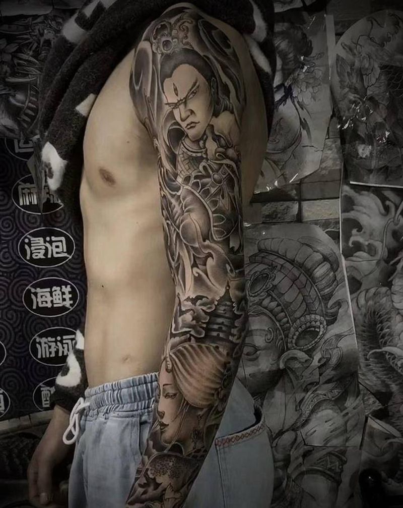 二郎神 艺伎纹身图片_手臂纹身图案