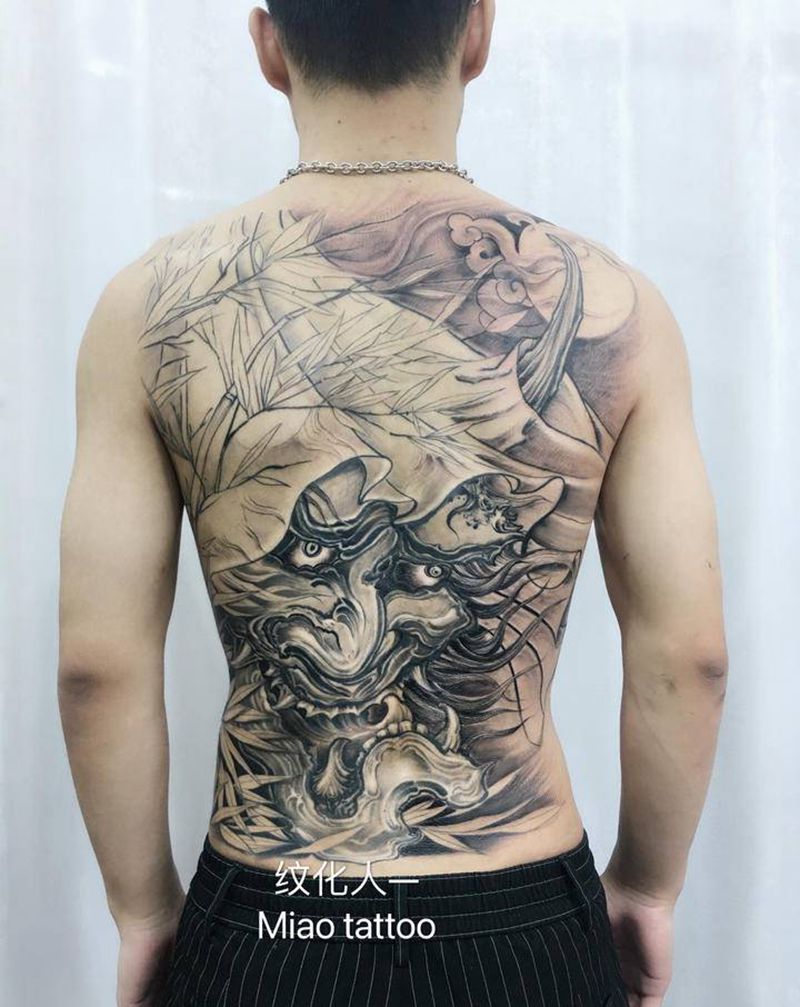 般若纹身图片_背部新传统纹身图案