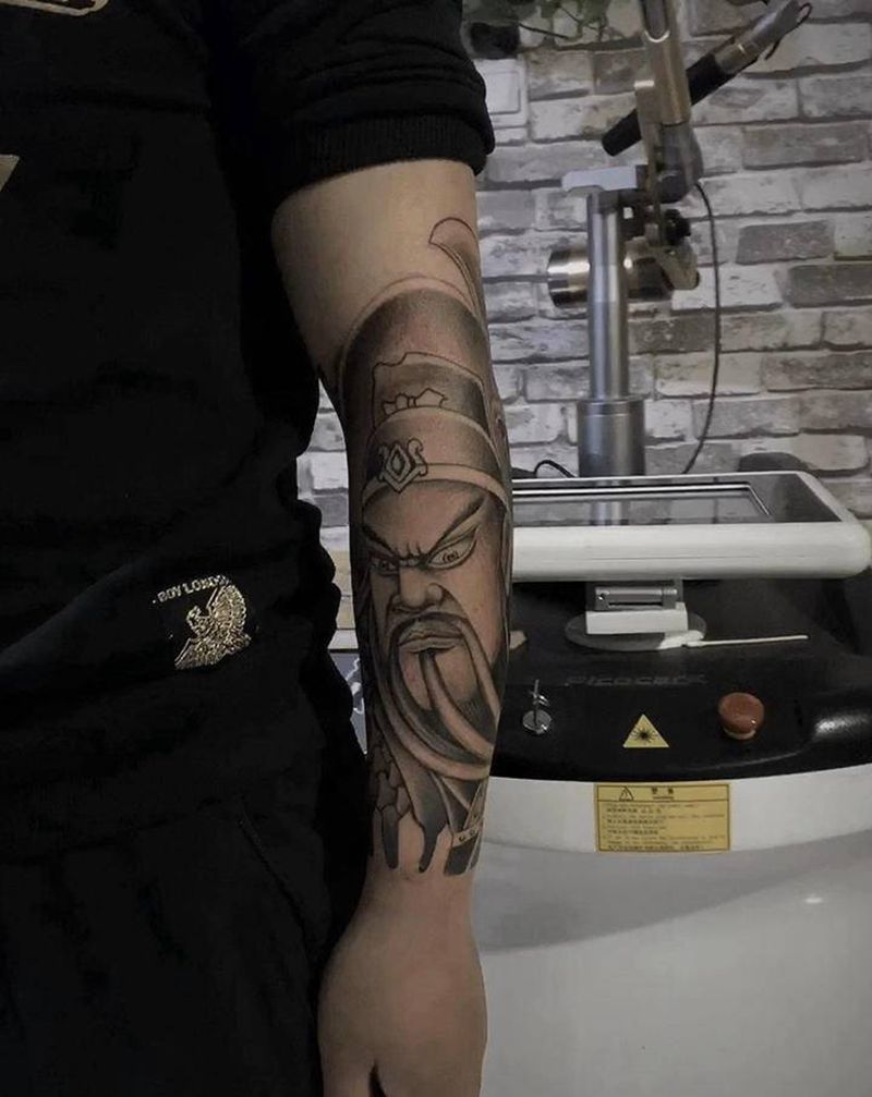 关羽纹身图片_手臂纹身图案