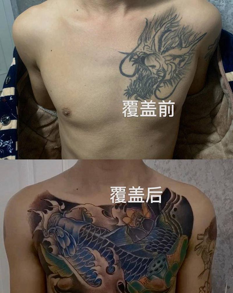 覆盖纹身图片_胸部纹身图案