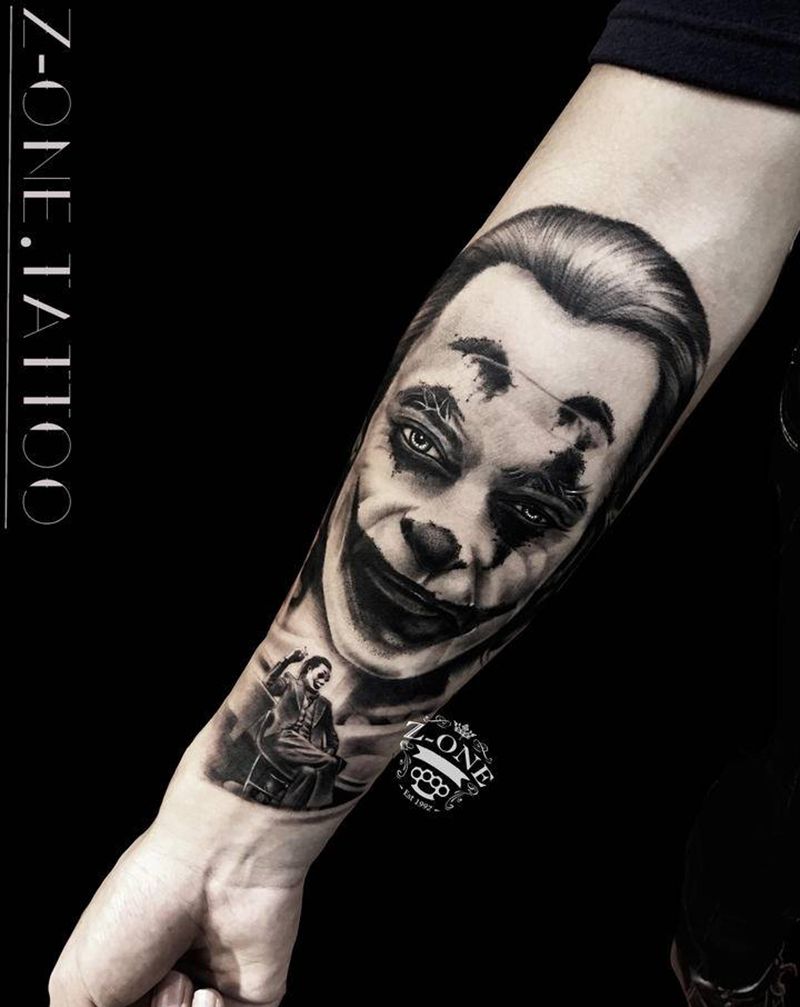 《Joker》纹身图片_手臂欧美写实小丑纹身图案