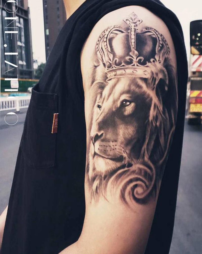 《Lion king》纹身图片_手臂欧美写实狮子纹身图案