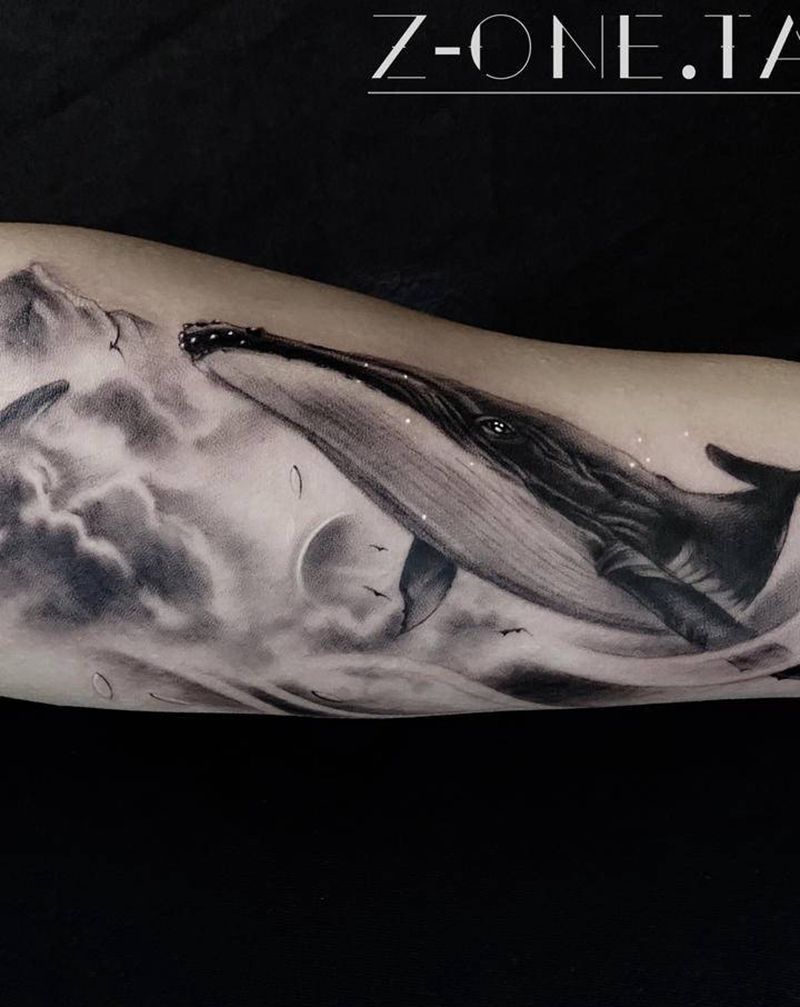 《大鱼》纹身图片_手臂欧美写实鲸鱼纹身图案