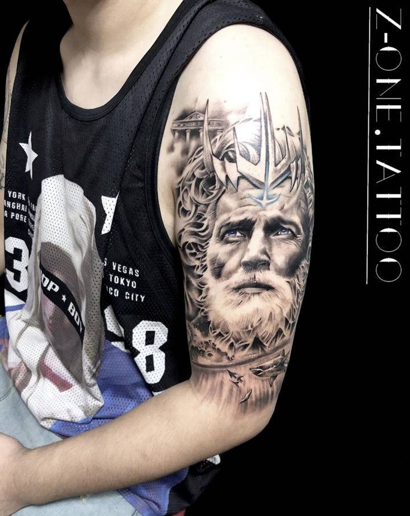 《海神》纹身图片_手臂欧美写实波赛冬纹身图案