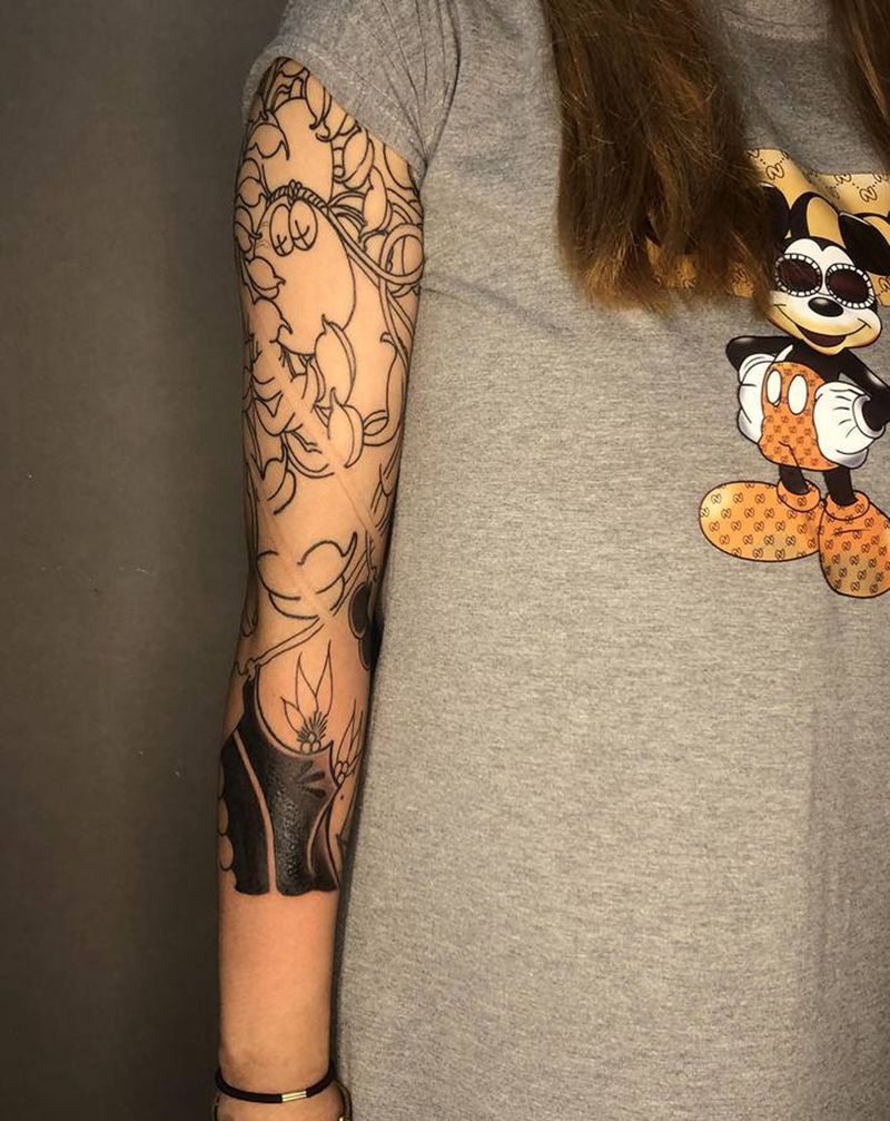 七分袖纹身图片_手臂老传统新传统纹身图案