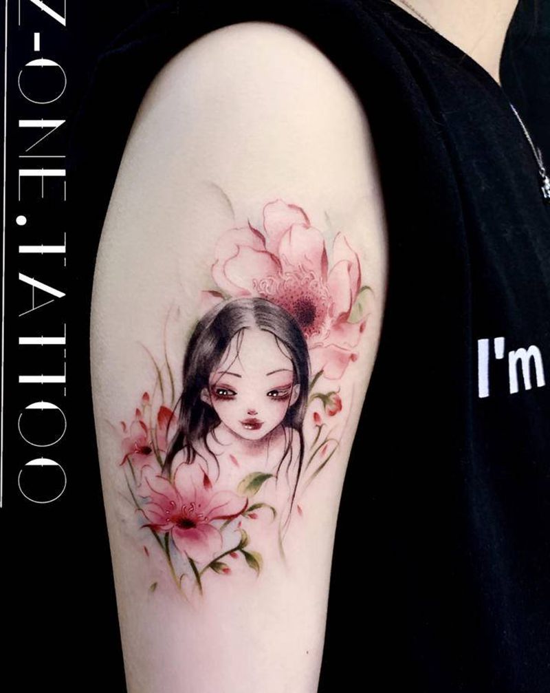 《唯美水彩插画》纹身图片_手臂水彩纹身图案