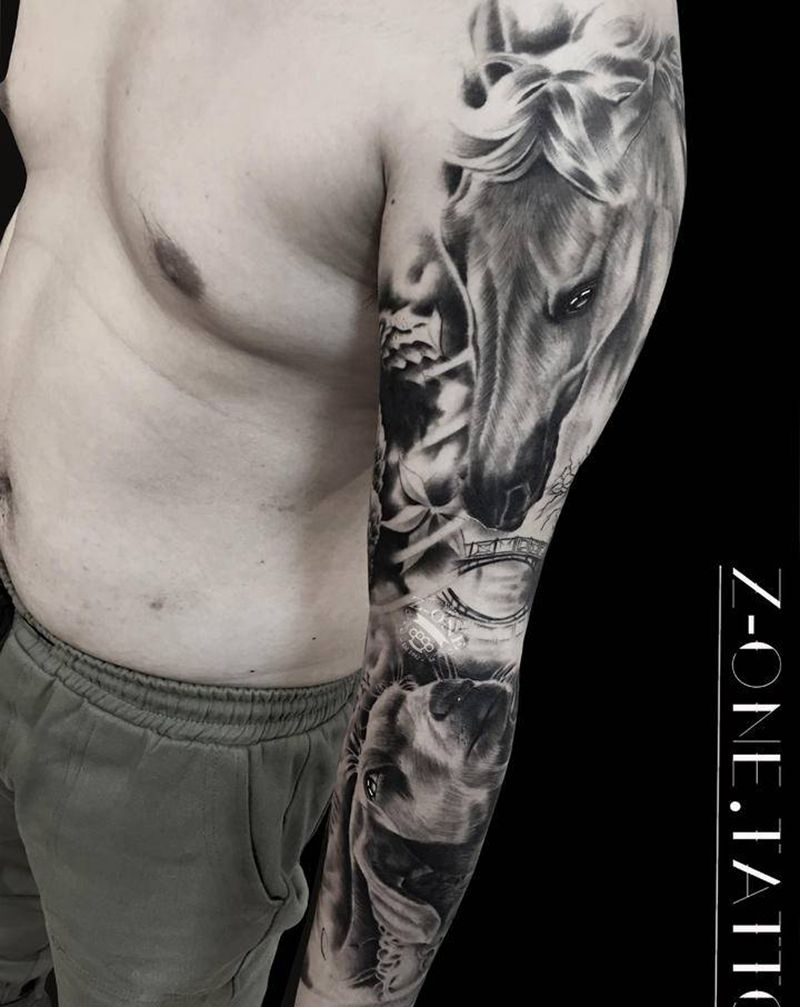 《生肖守护》纹身图片_手臂欧美写实纹身图案