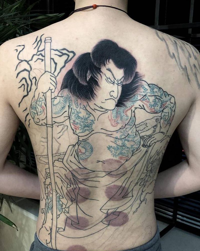 许昌文身沄刺青纹身图片_背部老传统纹身图案