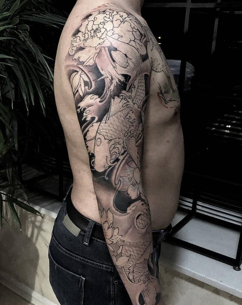 许昌文身沄刺青纹身图片_手臂新传统纹身图案