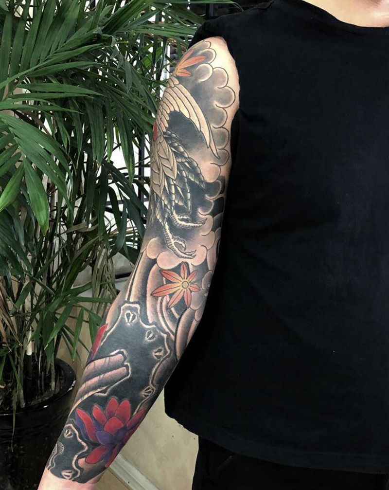 许昌文身沄刺青纹身图片_手臂老传统纹身图案