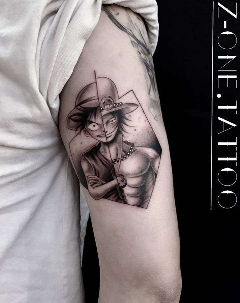 《路飞•艾斯》纹身图片_手臂New School纹身图案