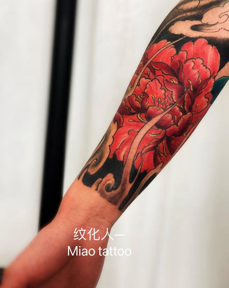 花臂未完成纹身图片_手臂新传统纹身图案