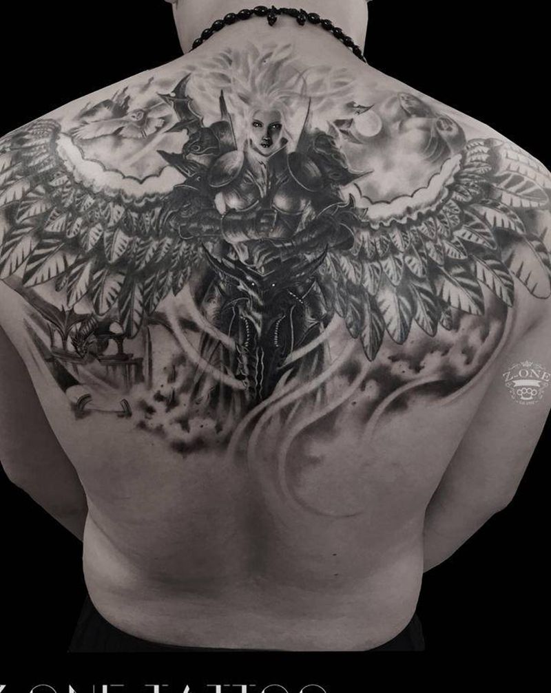 《大天使》纹身图片_背部欧美写实纹身图案