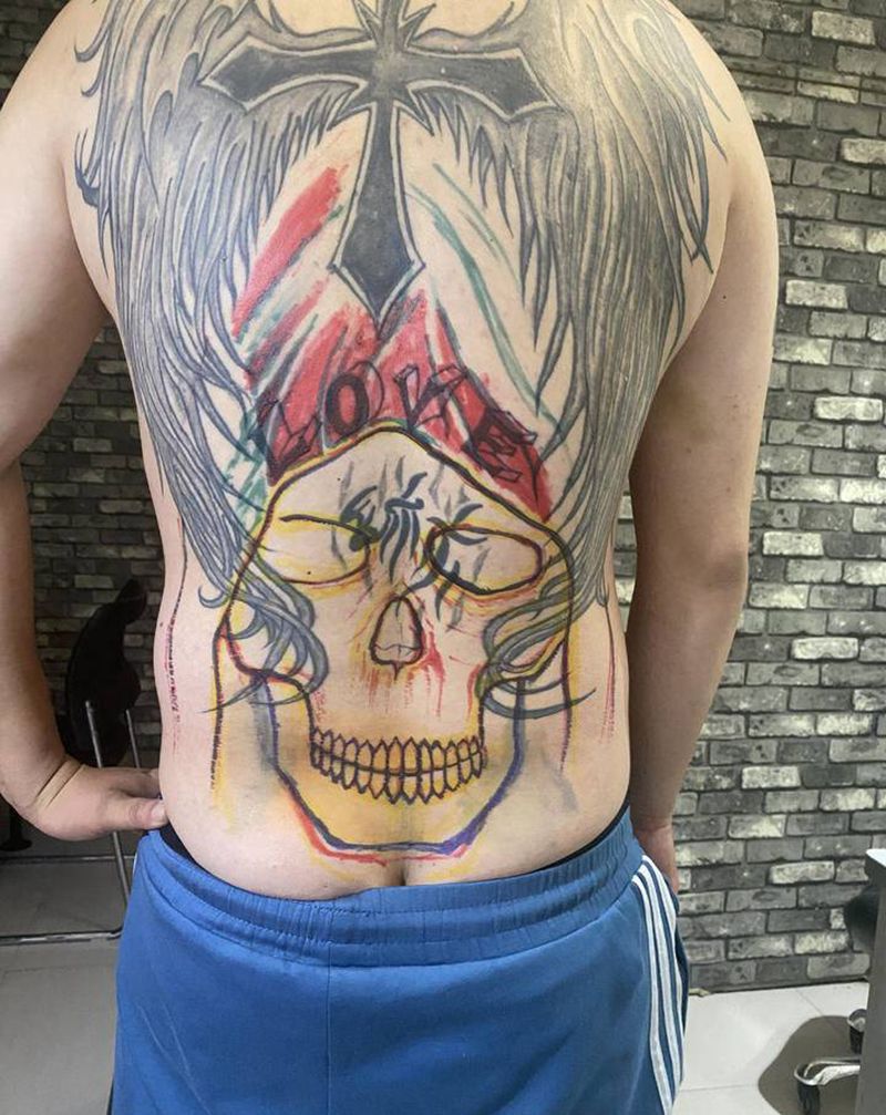 修改作品纹身图片_背部新传统纹身图案