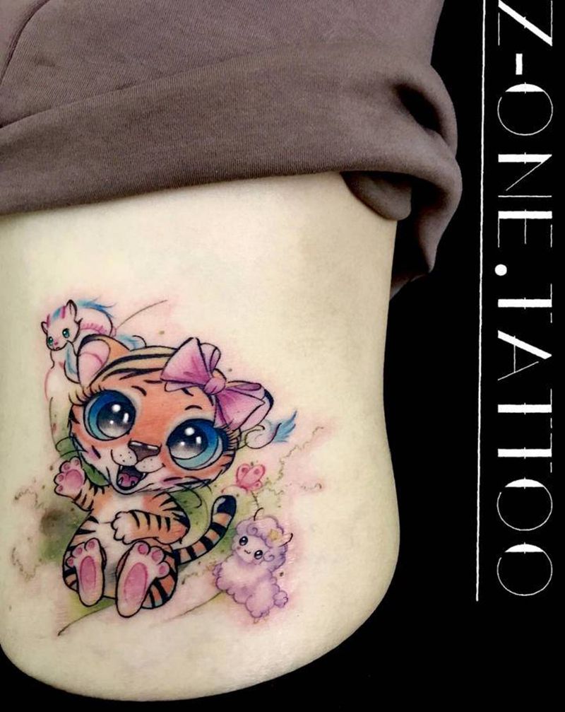 《可爱生肖》纹身图片_腹部New School纹身图案