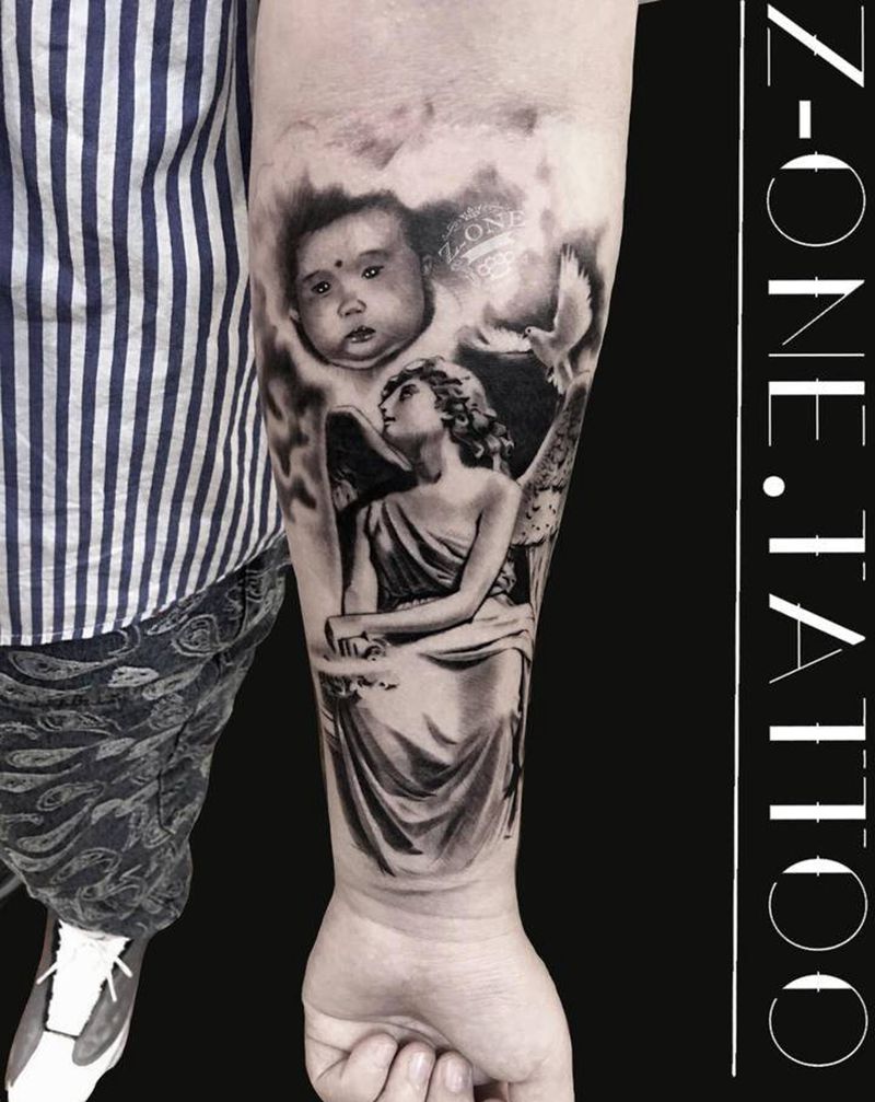 《永恒守护》纹身图片_欧美写实纹身图案