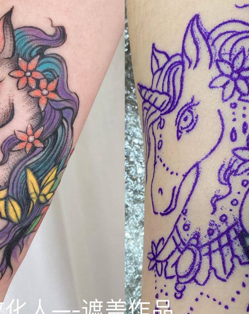 遮盖作品纹身图片_手臂水彩纹身图案