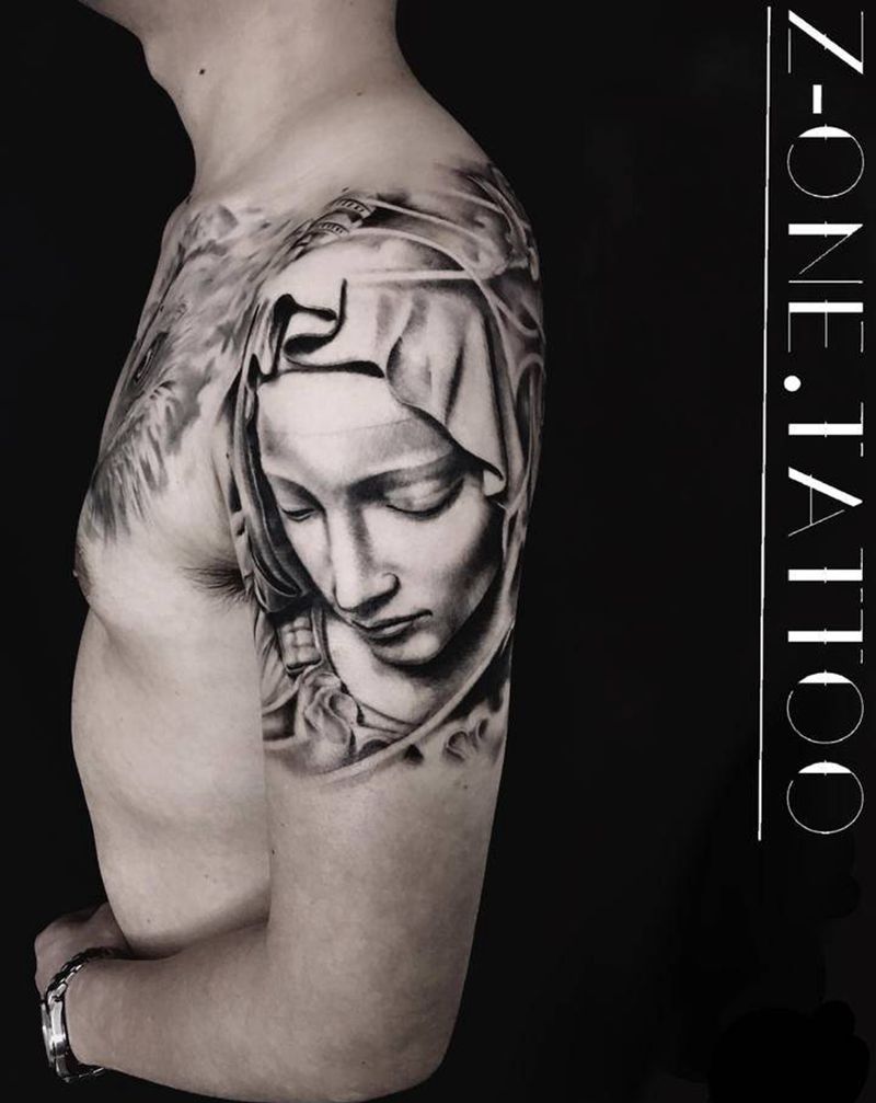 《圣母》纹身图片_手臂欧美写实纹身图案