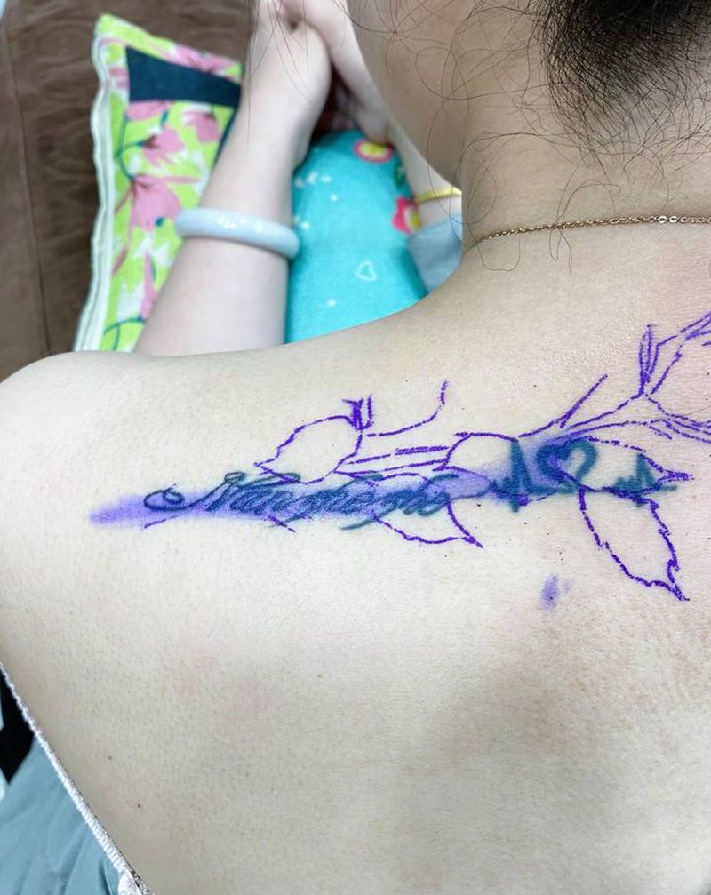 遮盖纹身图片_肩部颈部点刺图腾纹身图案